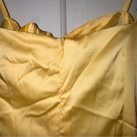 Meshki Tasia Tie Front Satin Mini Dress in Lemon yellow S NWT - Picture 12 of 16